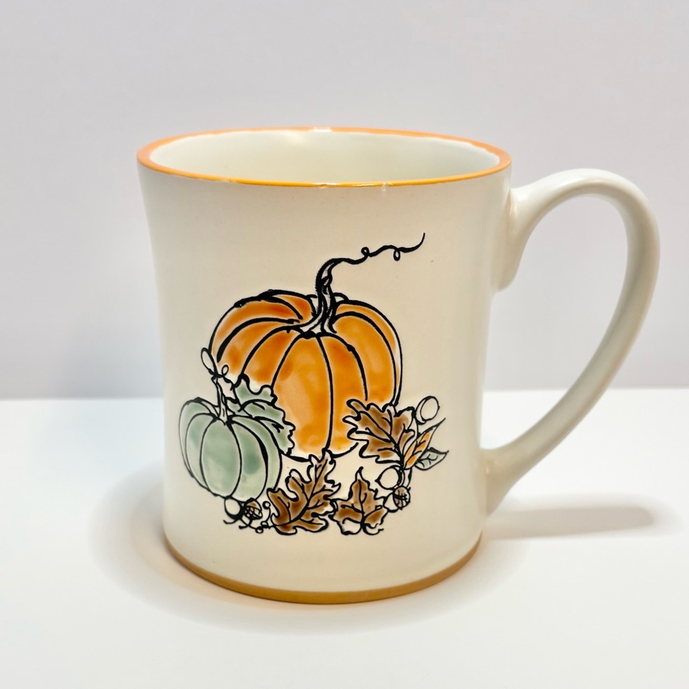 Autumn Harvest Ceramic Mug - Orange and Green